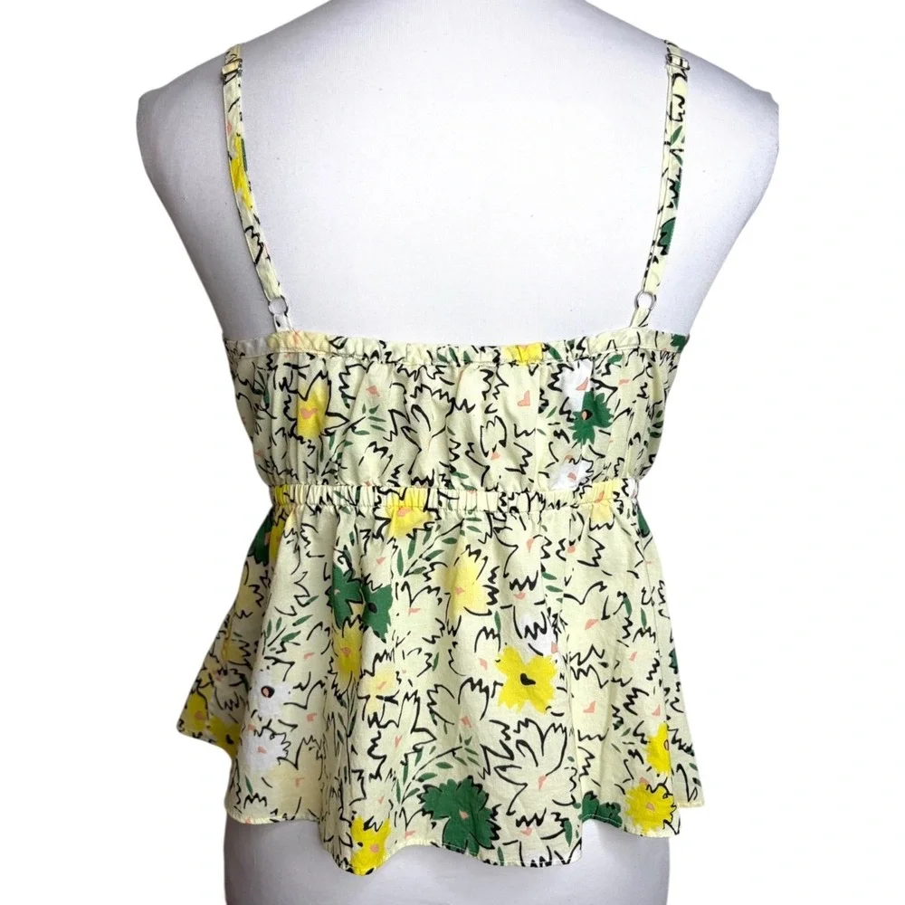Anthropologie Hope For Flowers Floral Cami Top S Yellow Green Boho Cotton Tank - Picture 5 of 10
